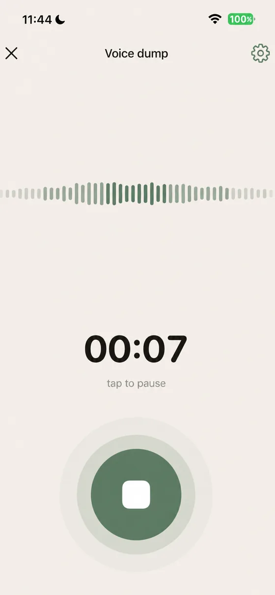 Offload voice recording screen